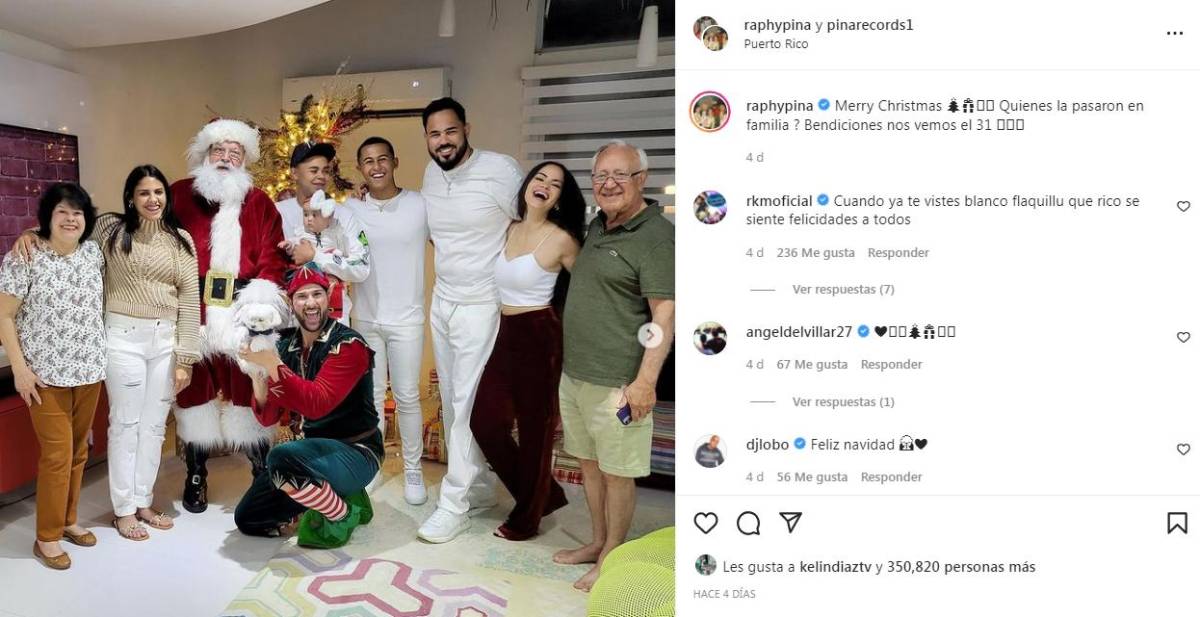 Raphy Pina durante las pasadas fiestas navideñas junto a su pareja Natti Natasha y su familia.