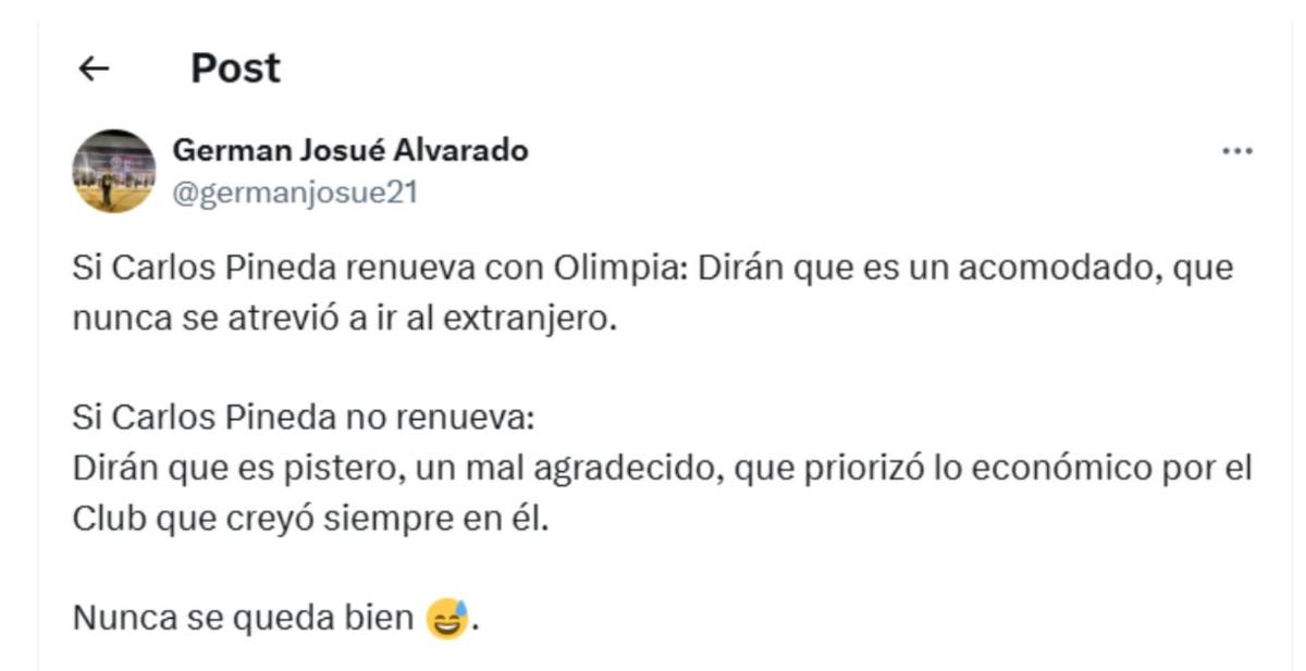 Mercado: Por esta sorprendente razón Carlos Pineda se va del Olimpia