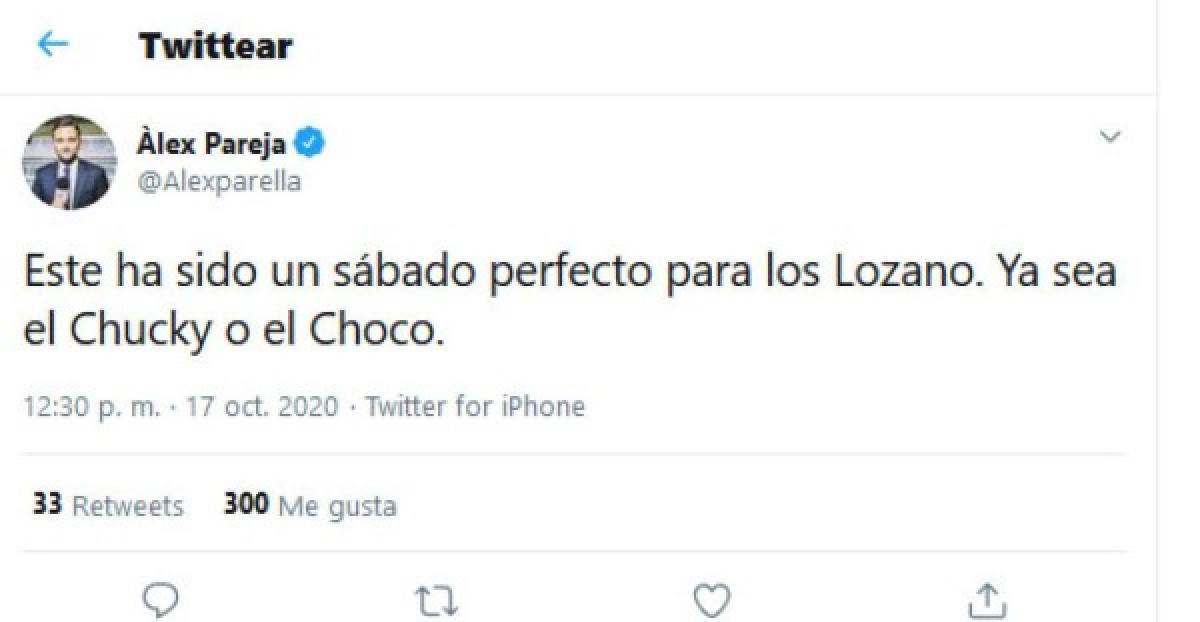 El periodista español Alex Pareja recordó que hoy los jugadores Lozano anotaron. El caso del mexicano Hirving Lozano que anotó un doblete con el Napoli y el hondureño al Real Madrid.