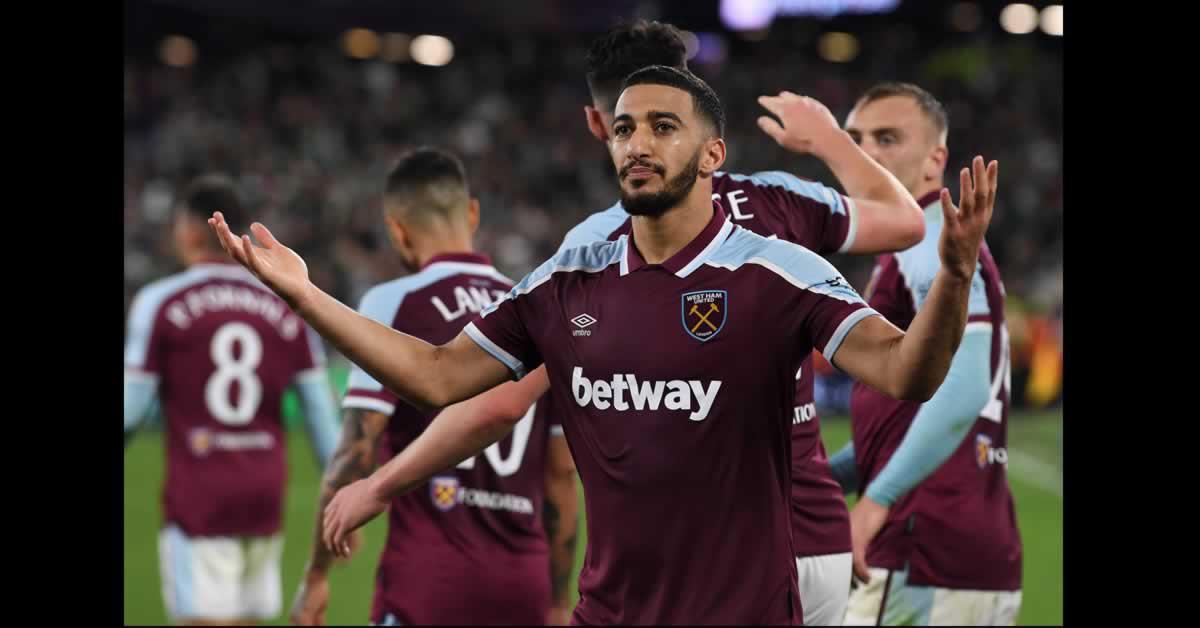 Saïd Benrahma festejando su gol para el triunfo del West Ham.