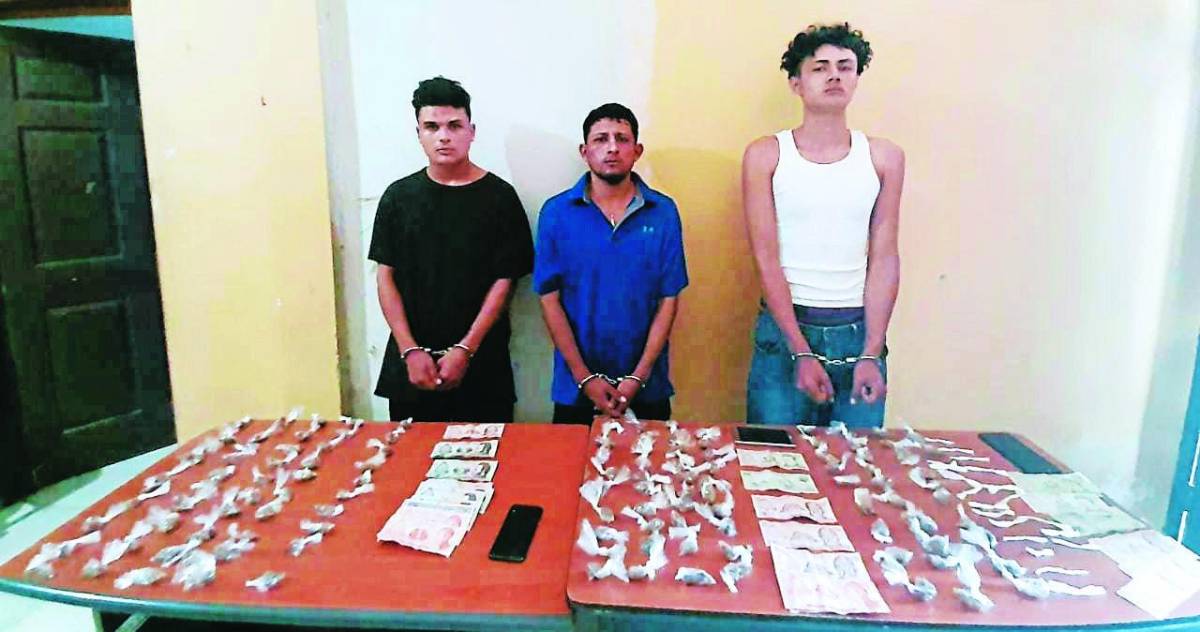 Capturan con droga a tres supuestos miembros de la MS en El Progreso