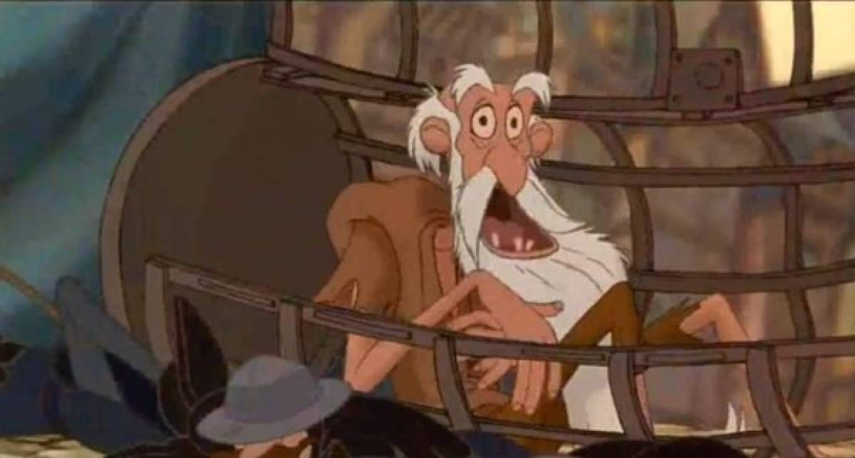 El anciano de “El jorobado de Notre Dame” es exactamente el mismo que aparece en la película de Aladdin. ¡Pobre hombre! ¡Siempre metido en un gran lío!