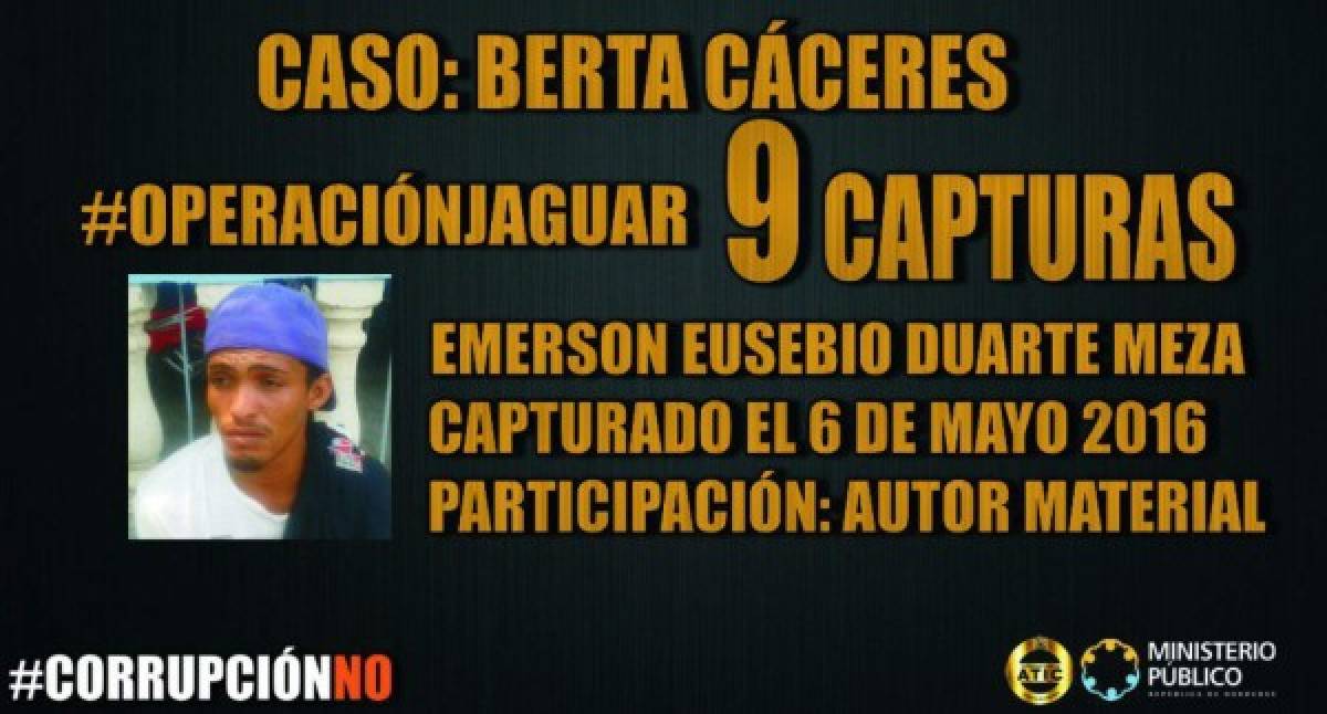 Duarte está acusado de ser el presunto autor material del crimen contra Berta Cáceres, se cree que podría ser el segundo sicario que participó en la muerte de la ambientalista, hecho ocurrido el pasado 3 de mayo en el municipio de La Esperanza, departamento de Intibucá.