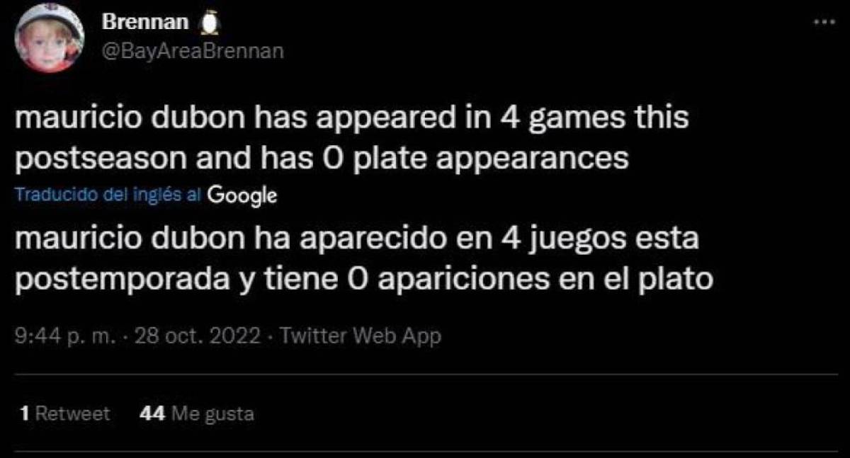 El hondureño Mauricio Dubón no pudo ver acción en el inicio de la Serie Mundial.