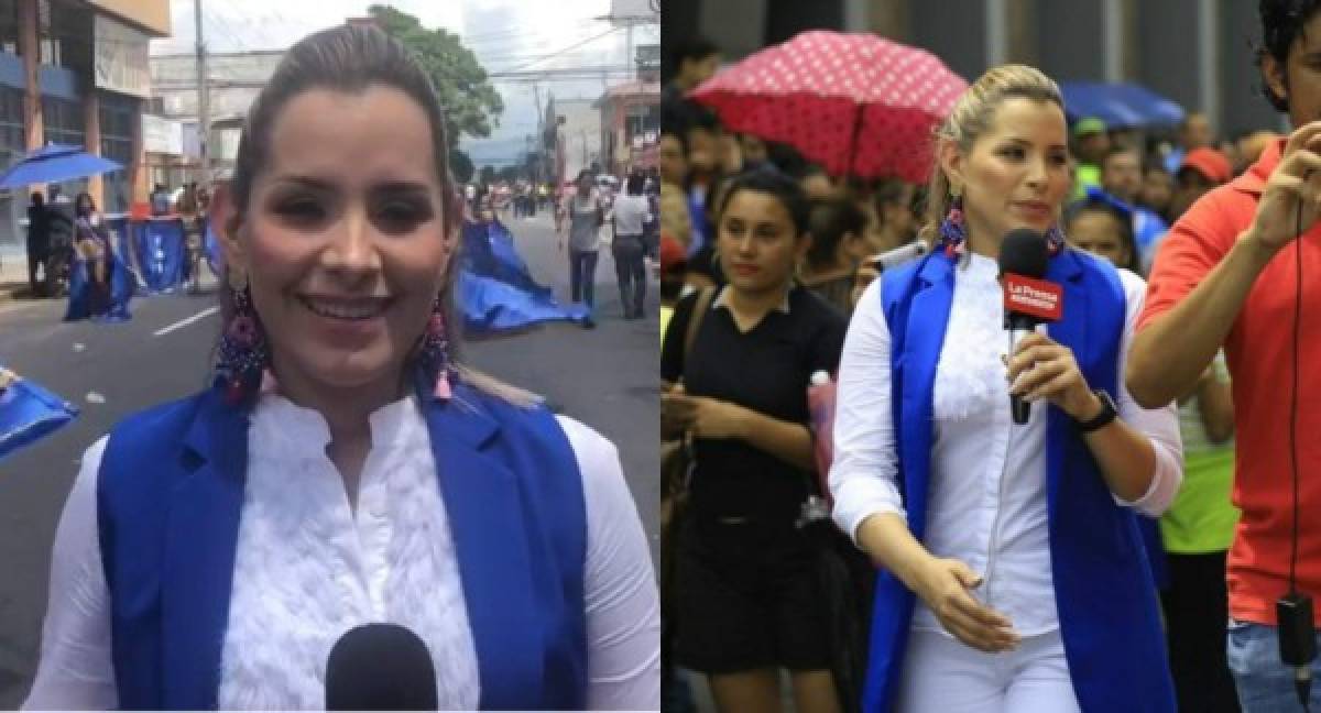 Tanya Rodríguez, nuestra compañera en LA PRENSA TV, celebró en primera fila mientras cubría el desarrollo de los desfiles en San Pedro Sula.<br/>