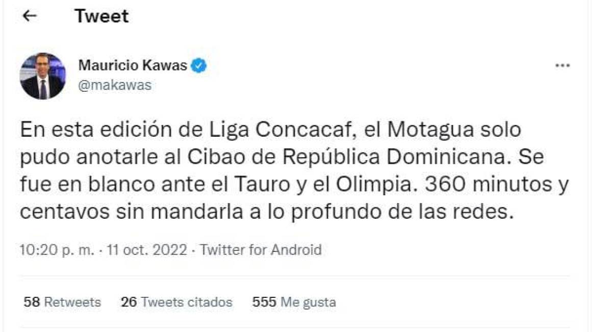 Maurico Kawas lanzó señalamientos sobre Motagua sobre el nivel mostrado en la presente Liga Concacaf.