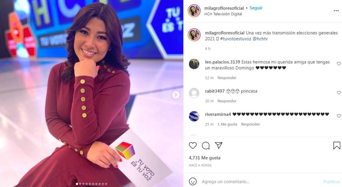 La guapa presentadora de HCH, Milagro Flores, también se ha sumado a la cobertura.