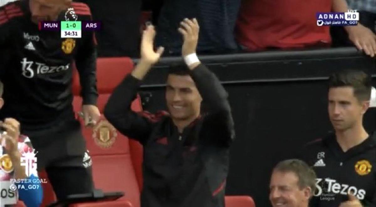 El gesto viral de Cristiano Ronaldo, aplaudiendo tras el gol de Antony.