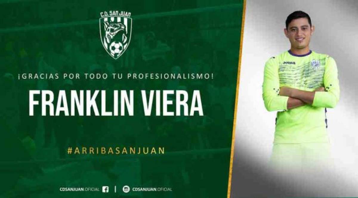 <br/>Franklin Viera: El San Juan de la Liga de Ascenso anunció la salida del jugador hondureño.<br/>