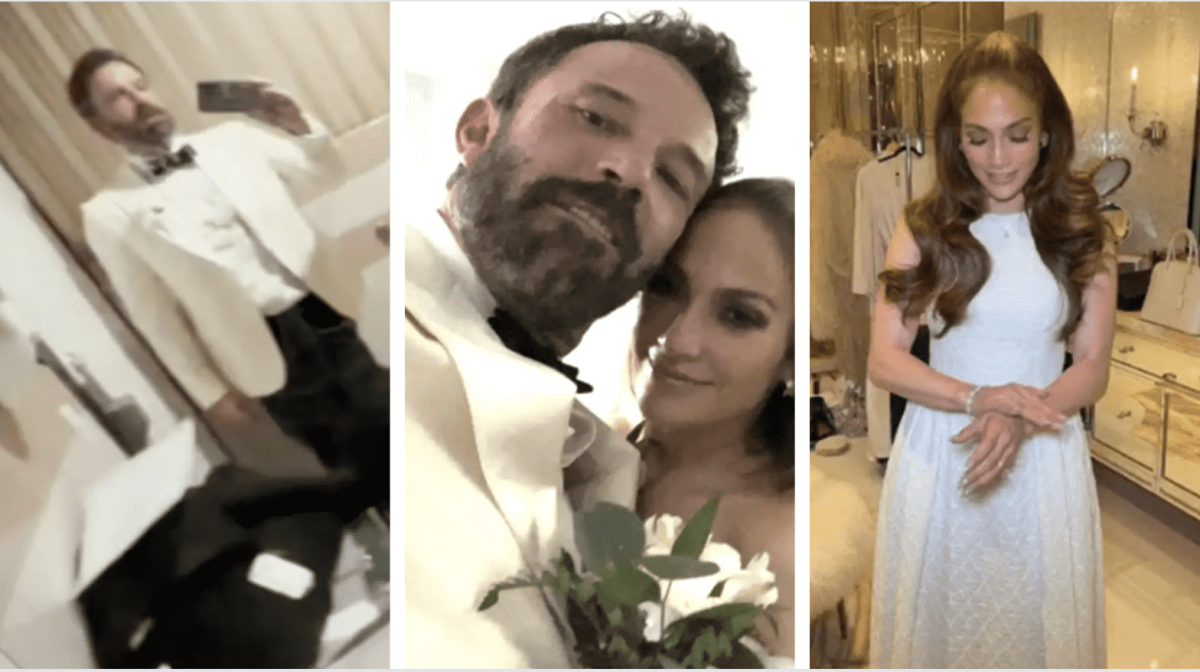 Jennifer López y Ben Affleck. La pareja anunció su compromiso en abril de 2022, y se casó tres meses después en Las Vegas. Una fuente reveló en ese momento que la pareja no podía esperar más para intercambiar votos.