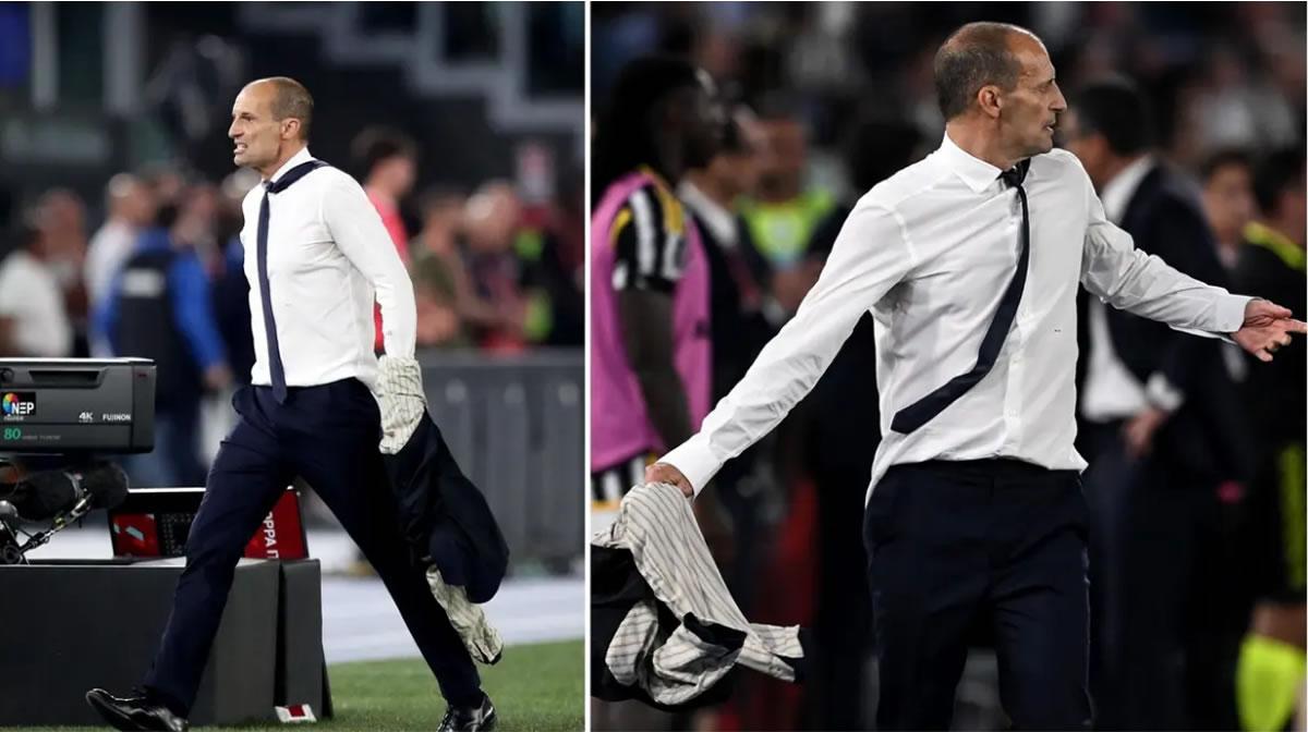 Allegri fue suspendido dos encuentros y multado 5.000 euros (5.400 dólares) por un juez de liga de la Serie A debido a su comportamiento.