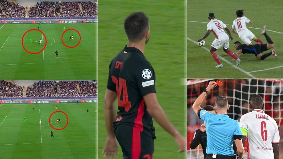 Ter Stegen y su grave error que le cuesta la expulsión a Eric García en el Mónaco-Barça