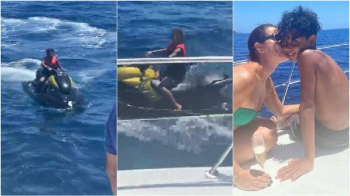 En la grabación se pudo ver a un grupo de personas, entre ellos niños y adultos disfrutando el día arriba de un barco. En un momento también apareció el hijo de CR7 andando en una moto de agua y conduciendo una lancha.