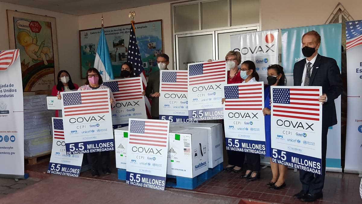 Llegan a Honduras más vacunas contra el covid-19 donadas por Estados Unidos