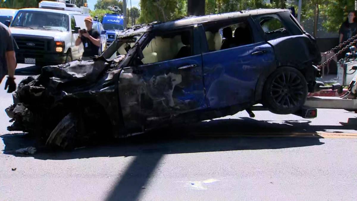 Así quedó el auto de la actriz.