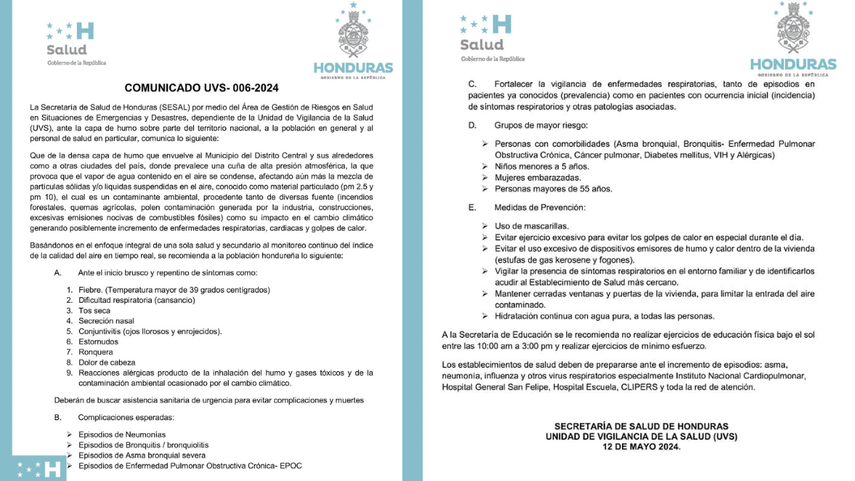 “El niño empezó a sangrar por la nariz debido a la contaminación”