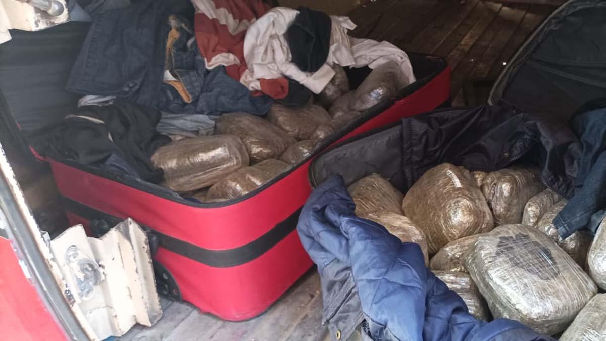 Capturan a cuatro personas que trasladaban 100 paquetes de supuesta marihuana en maletas