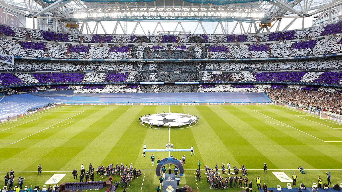 Así lució el estadio Santiago Bernabéu minutos antes del inicio del partido entre Real Madrid y Manchester City.