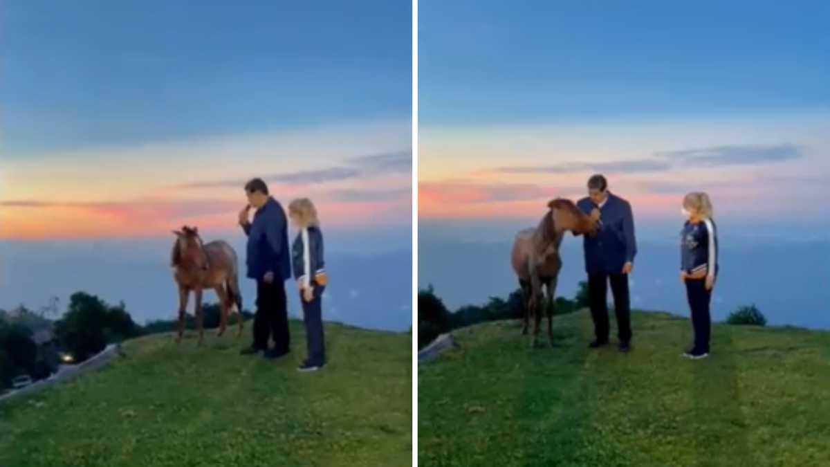 La insólita charla entre Maduro y un caballo que causa burlas en redes
