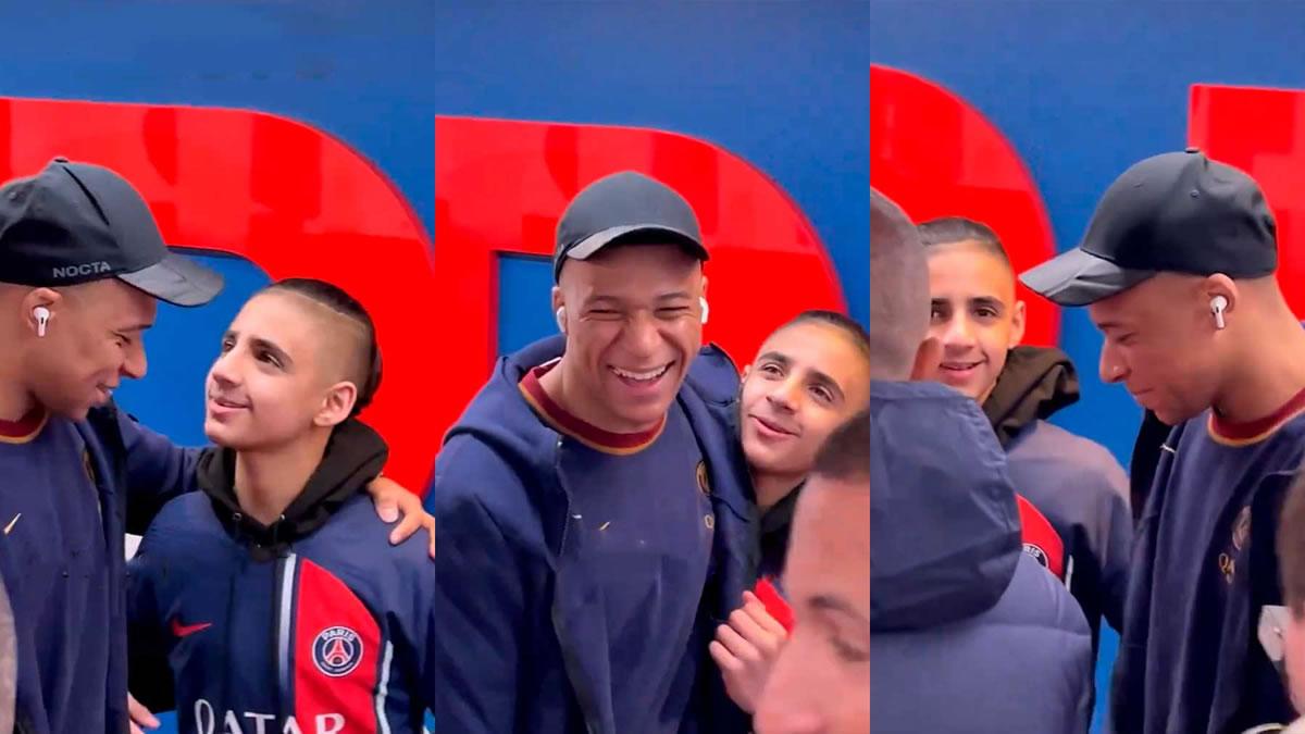 El aficionado desató las risas en Mbappé con su pedido.