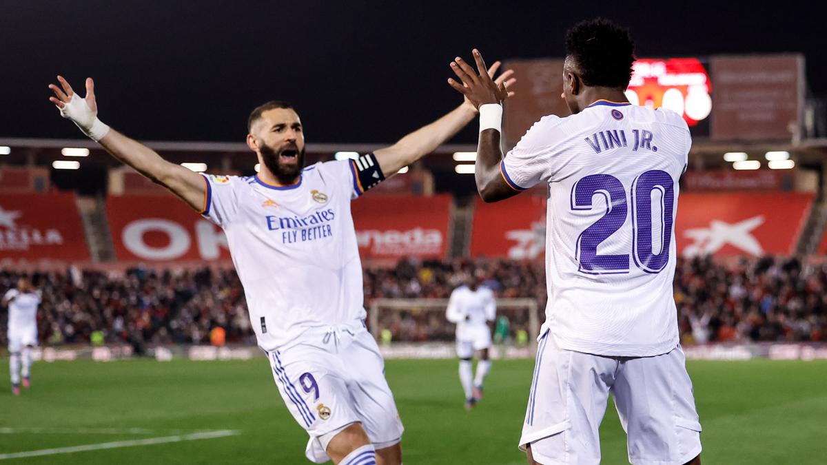 Benzema y Vinicius marcaron en la goleada ante Mallorca. Foto Twitter Real Madrid.