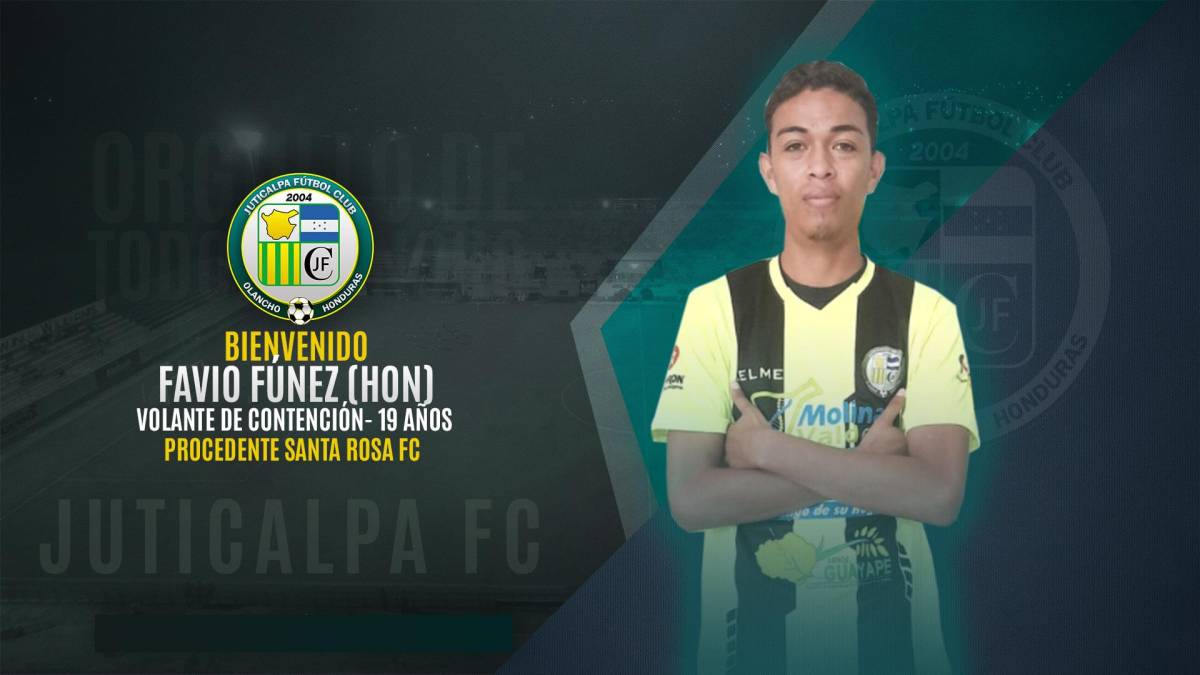 El Juticalpa FC también anunció el fichaje del centrocampista hondureño Favio Fúnez, de 19 años y procedente del Santa Rosa FC.