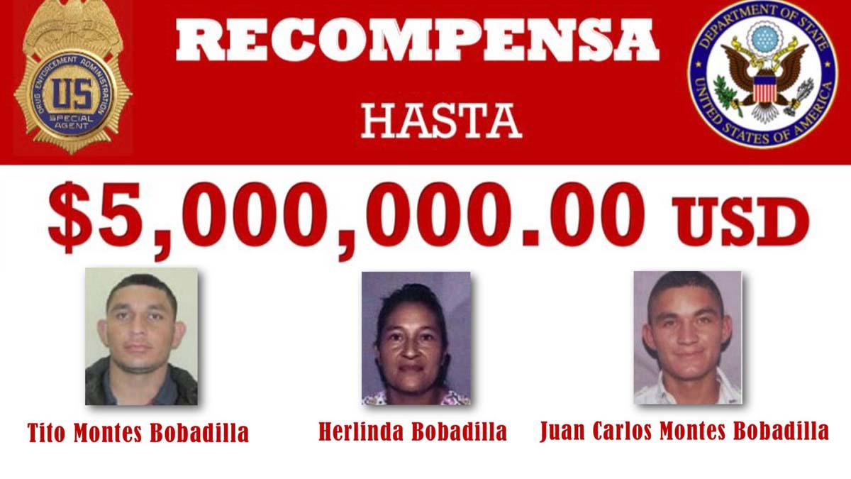 EEUU ofrece $15 millones por familia de Montes Bobadilla
