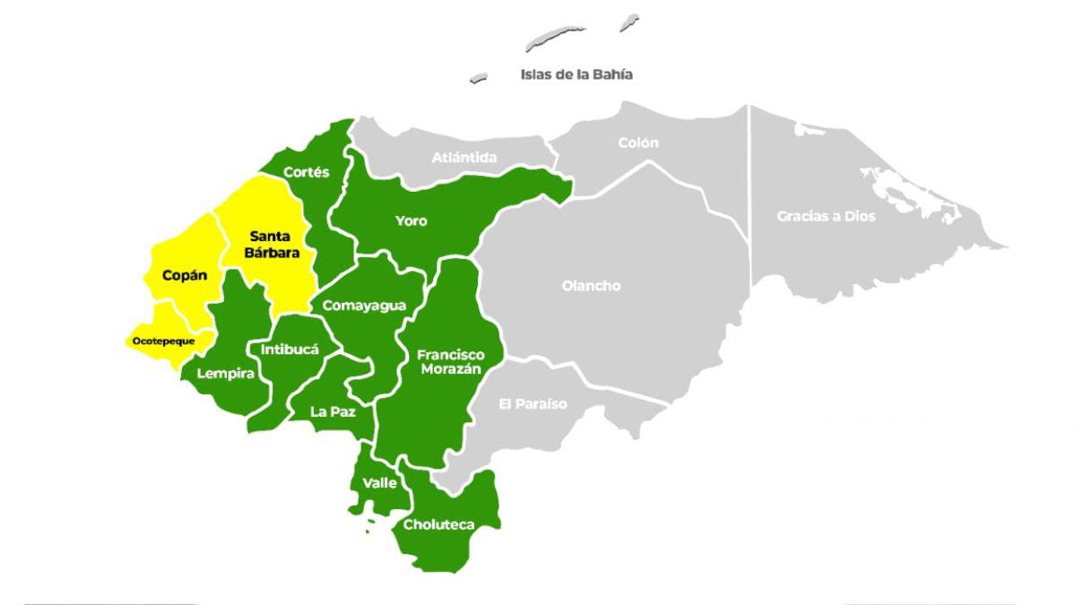 Copeco pone en alerta amarilla a tres departamentos por lluvias