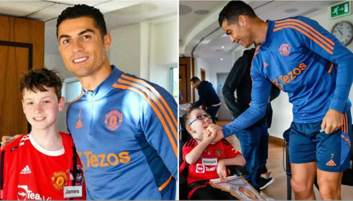 Cristiano Ronaldo visitó el año pasado una fundación del Manchester United y sacó una sonrisa a los más pequeños, que luchan contra diferentes tipos de enfermedades.