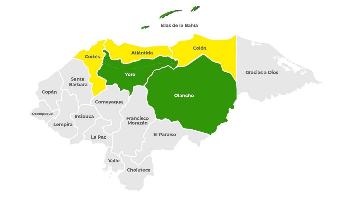 Copeco eleva a alerta amarilla a Colón y agrega en verde a Olancho por lluvias