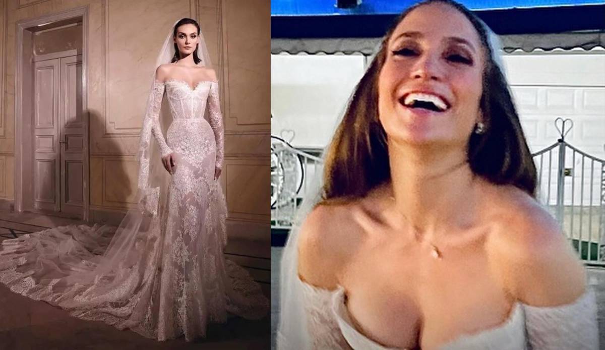 JLo lució bellísima con este segundo vestido de novia, de Zuhair Murad.