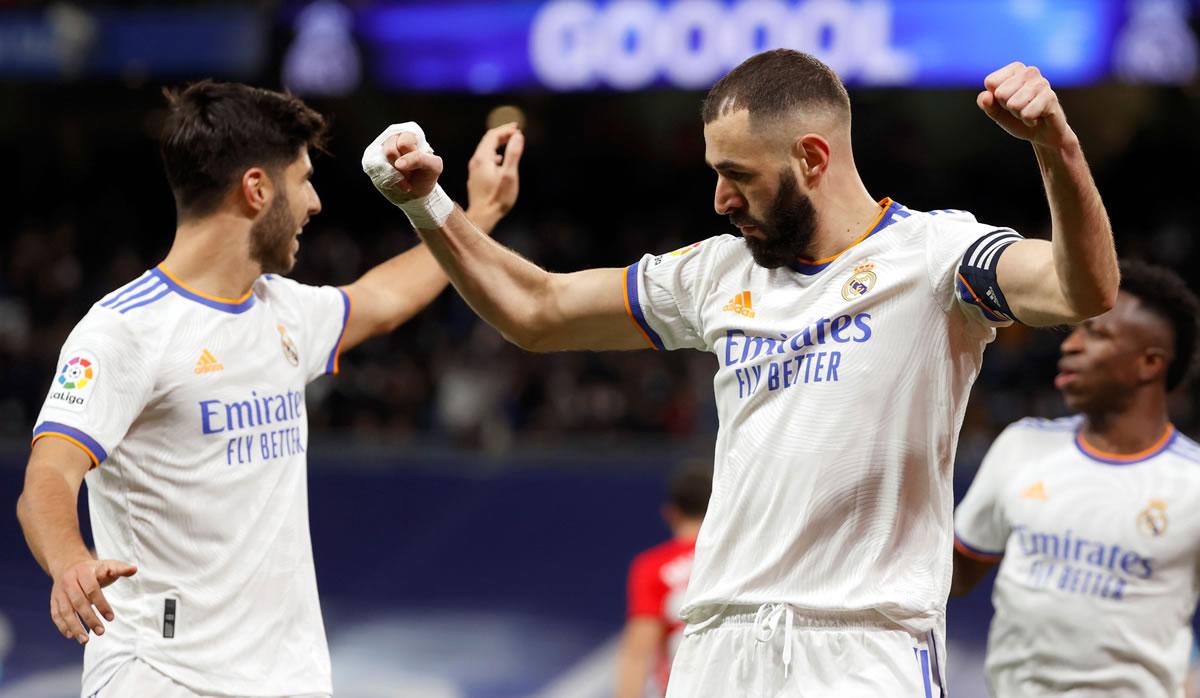 El delantero francés festejando su gol que dio la victoria al Real Madrid.