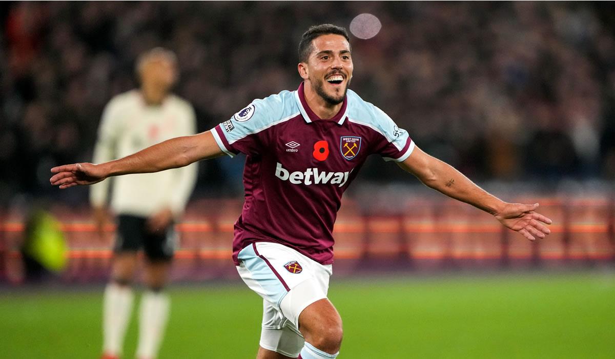 El español Pablo Fornals marcó el segundo gol del West Ham ante Liverpool.