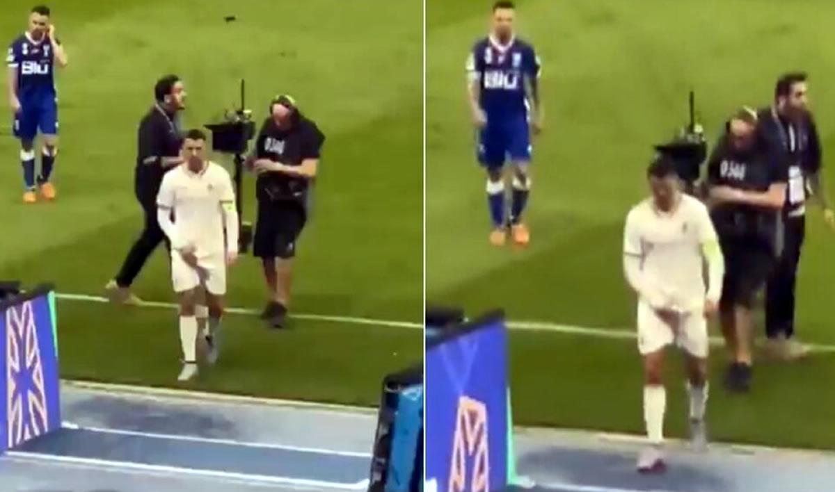 CR7 hizo este gesto obsceno al público que le gritó el nombre de Messi.