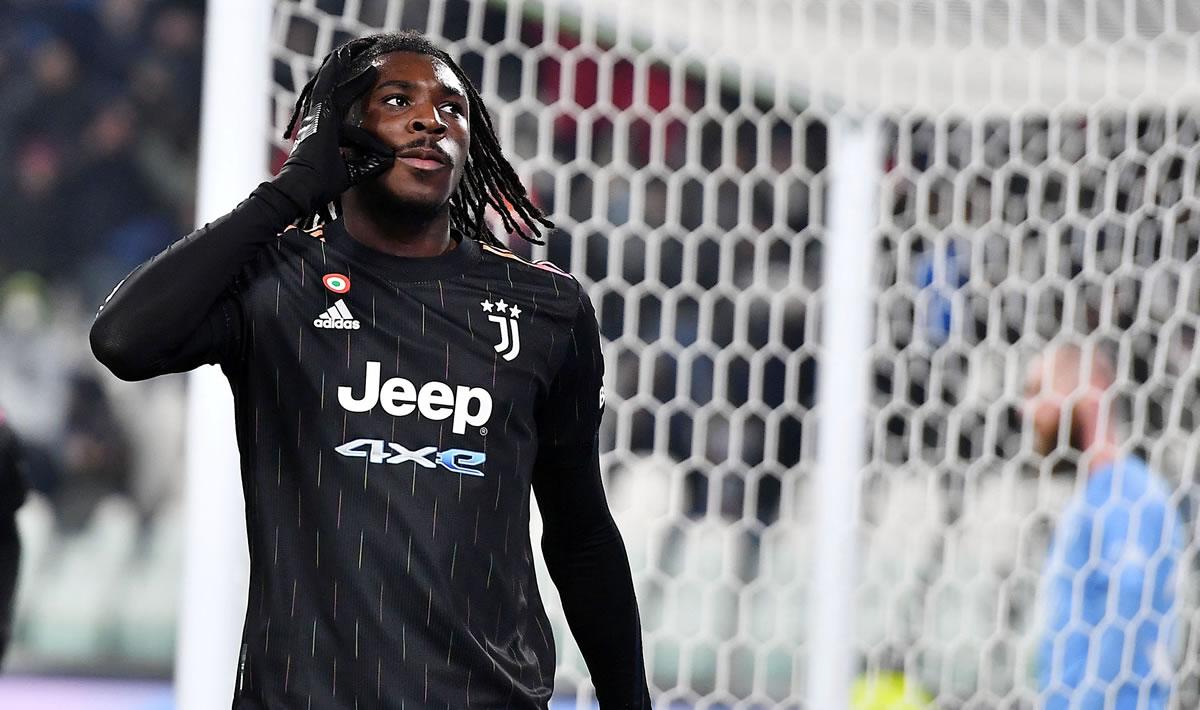 La celebración de Moise Kean tras su anotación.