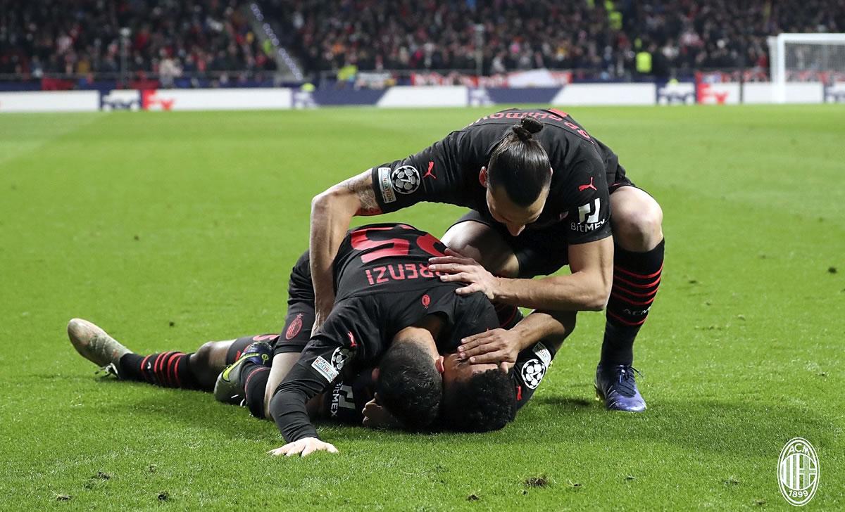 Jugadores del AC Milan celebrando la victoria sobre el Atlético.