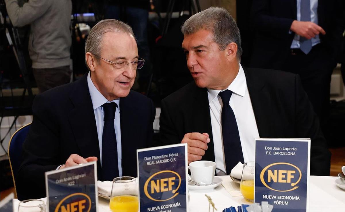 Florentino Pérez y Joan Laporta, presidentes del Real Madrid y Barcelona, respectivamente.