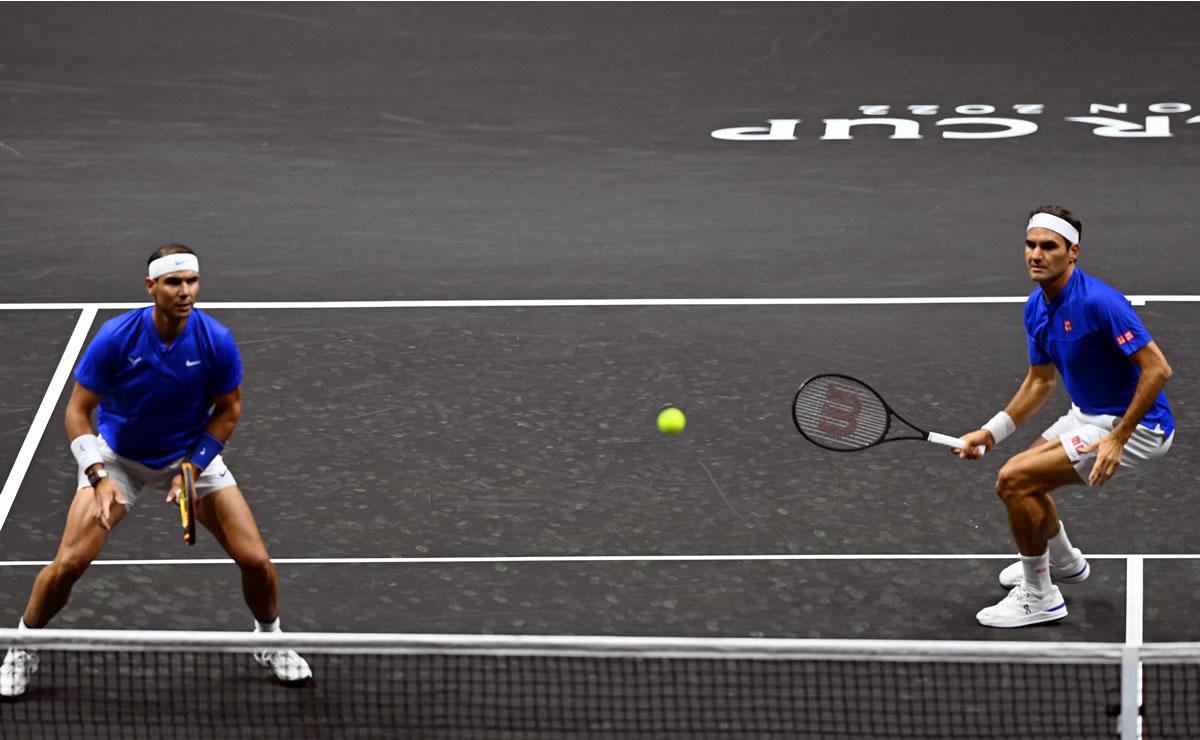 Roger Federer y Rafael Nadal fueron pareja sobre la pista en el último partido del suizo.