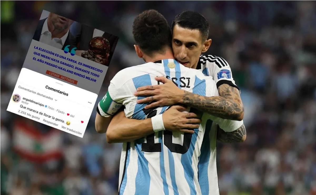 ‘El Fideo’ Di María también comentó un post de TyC Sports y dejó otro mensaje para Lothar Matthäus.