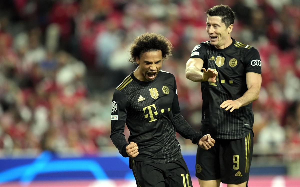 Leroy Sané gritando su segundo gol del partido ante Benfica.