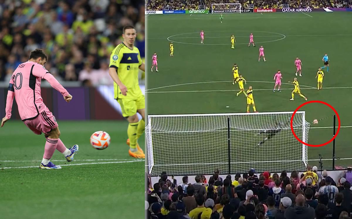El zurdazo de Messi que casi se convierte en un golazo. El balón pasó muy cerca del poste derecho del arco del Nashville.