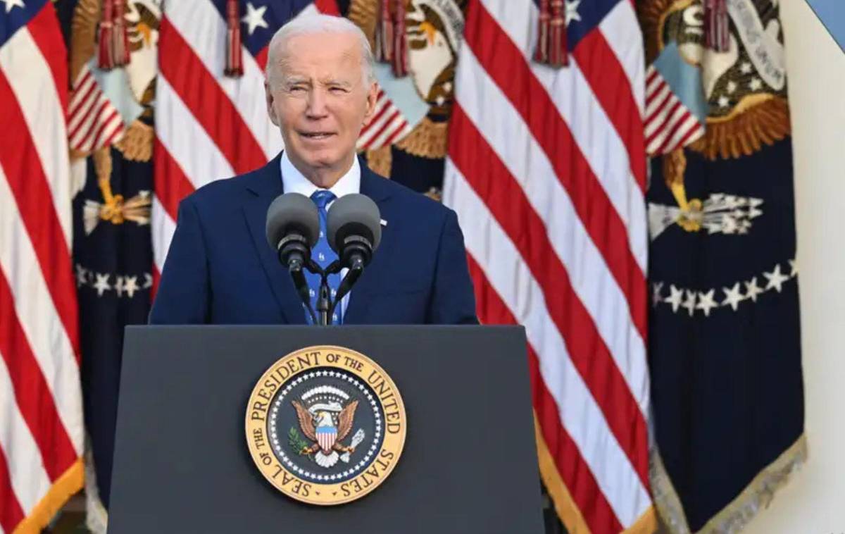 El presidente de Estados Unidos, Joe Biden, pronuncia un discurso en Portsmouth, New Hampshire, Estados Unidos.