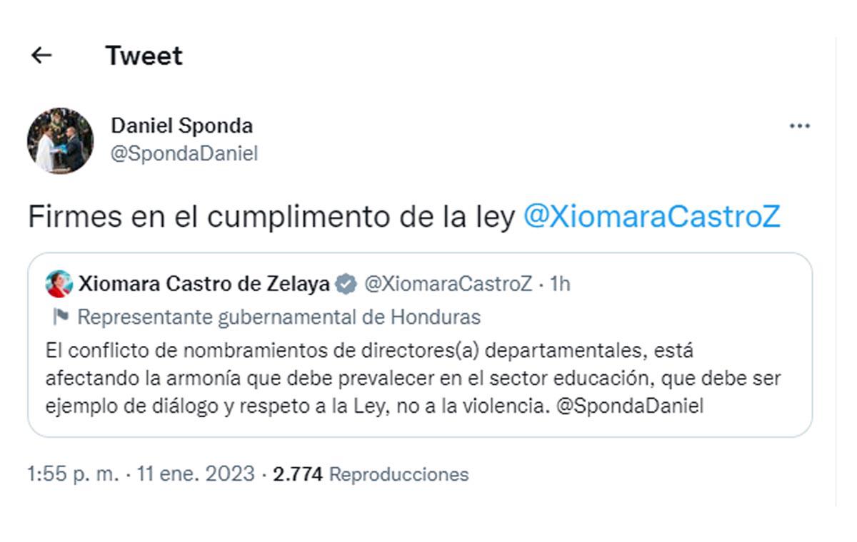 Xiomara Castro llama la atención a Daniel Esponda