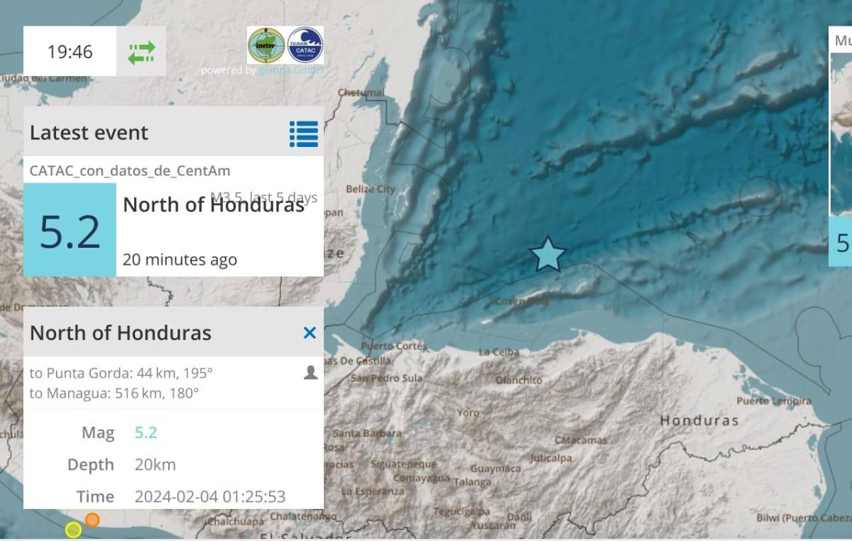 Sismo de 5.2 sacude a Roatán, Islas de la Bahía