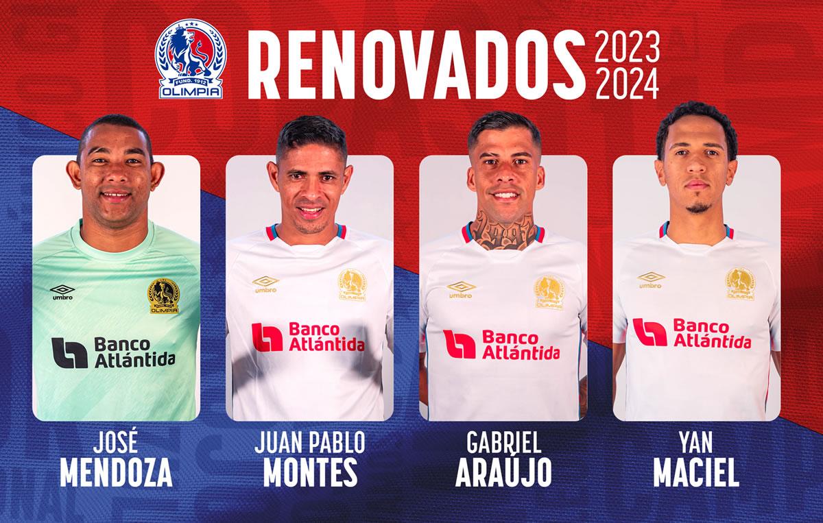 José Mendoza, Juan Pablo Montes, Gabriel Araújo y Yan Maciel fueron renovados por el Olimpia.
