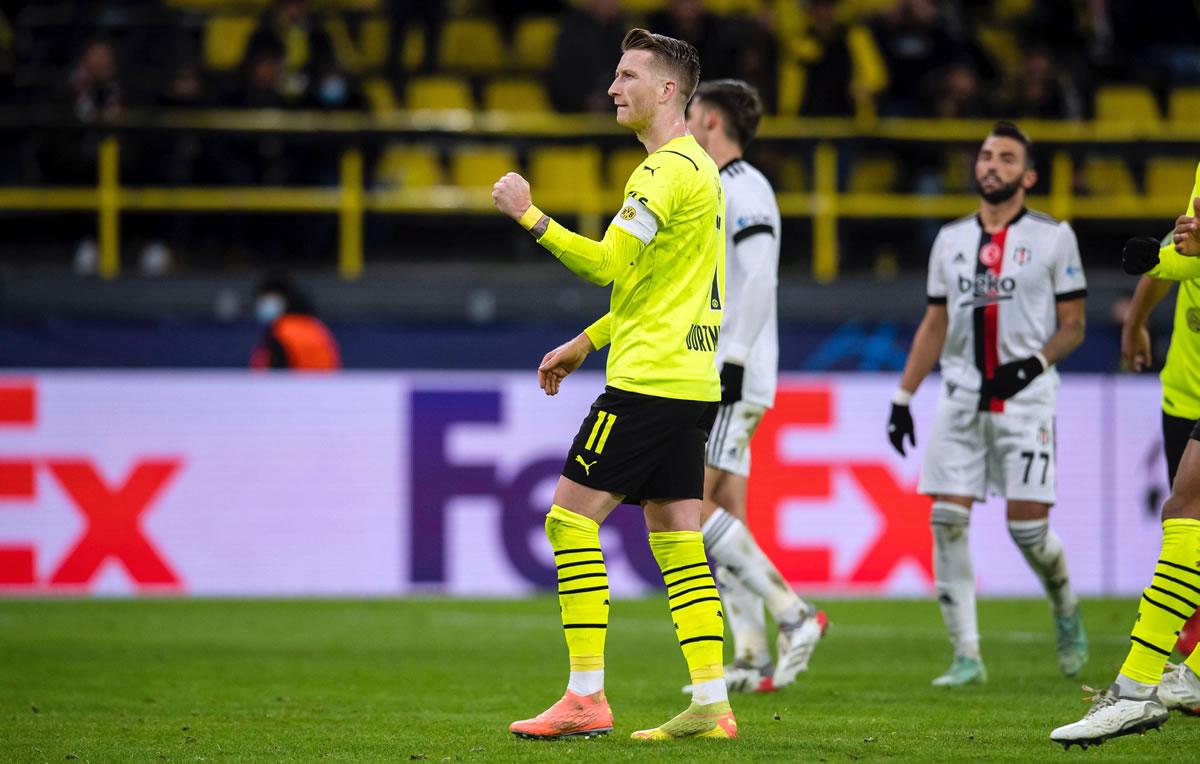 Marco Reus marcó un gol y llegó a 138 en la historia del Borussia Dortmund.