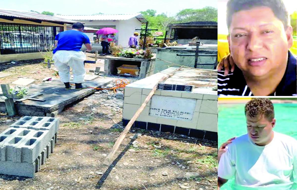 Exhuman cuerpos de padre e hijo ultimados por policía