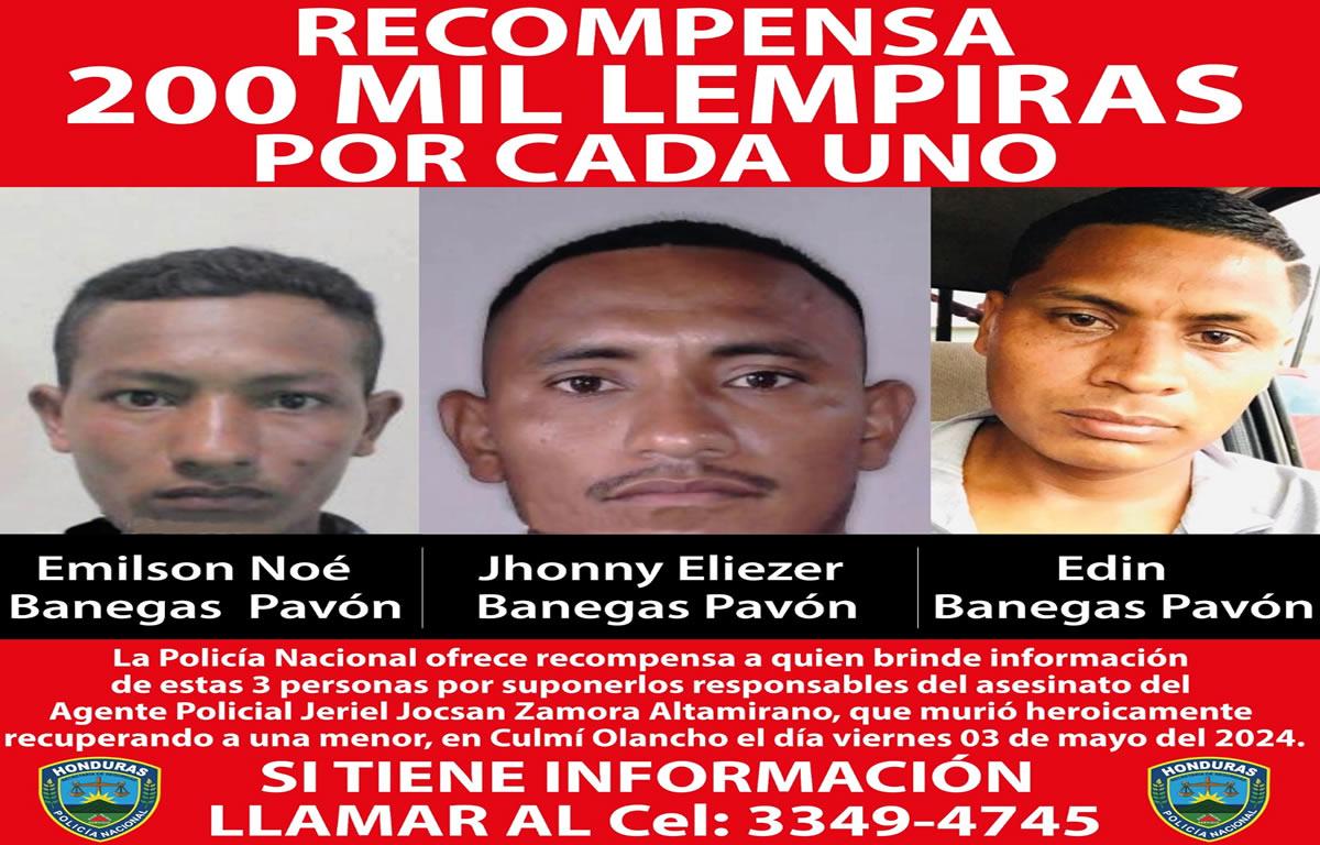 Ofrecen L600,000 por asesinos de policía en Olancho