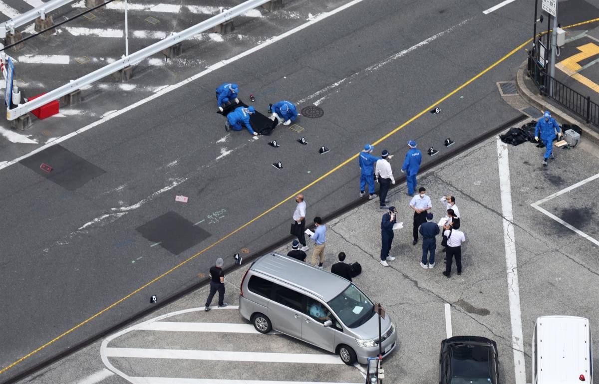 Escena donde murió el exprimer ministro de Japón, Shinzo Abe. Fotografía: EFE