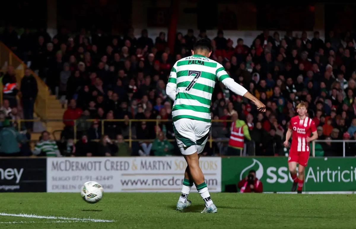 Así marcó Luis Palma su primer gol del partido amistoso contra el Sligo Rovers.